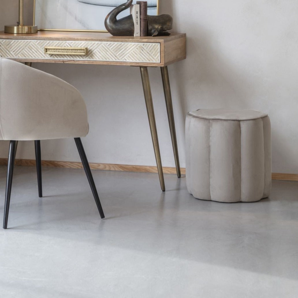 Scallop Footstool in Smokey Taupe Velvet